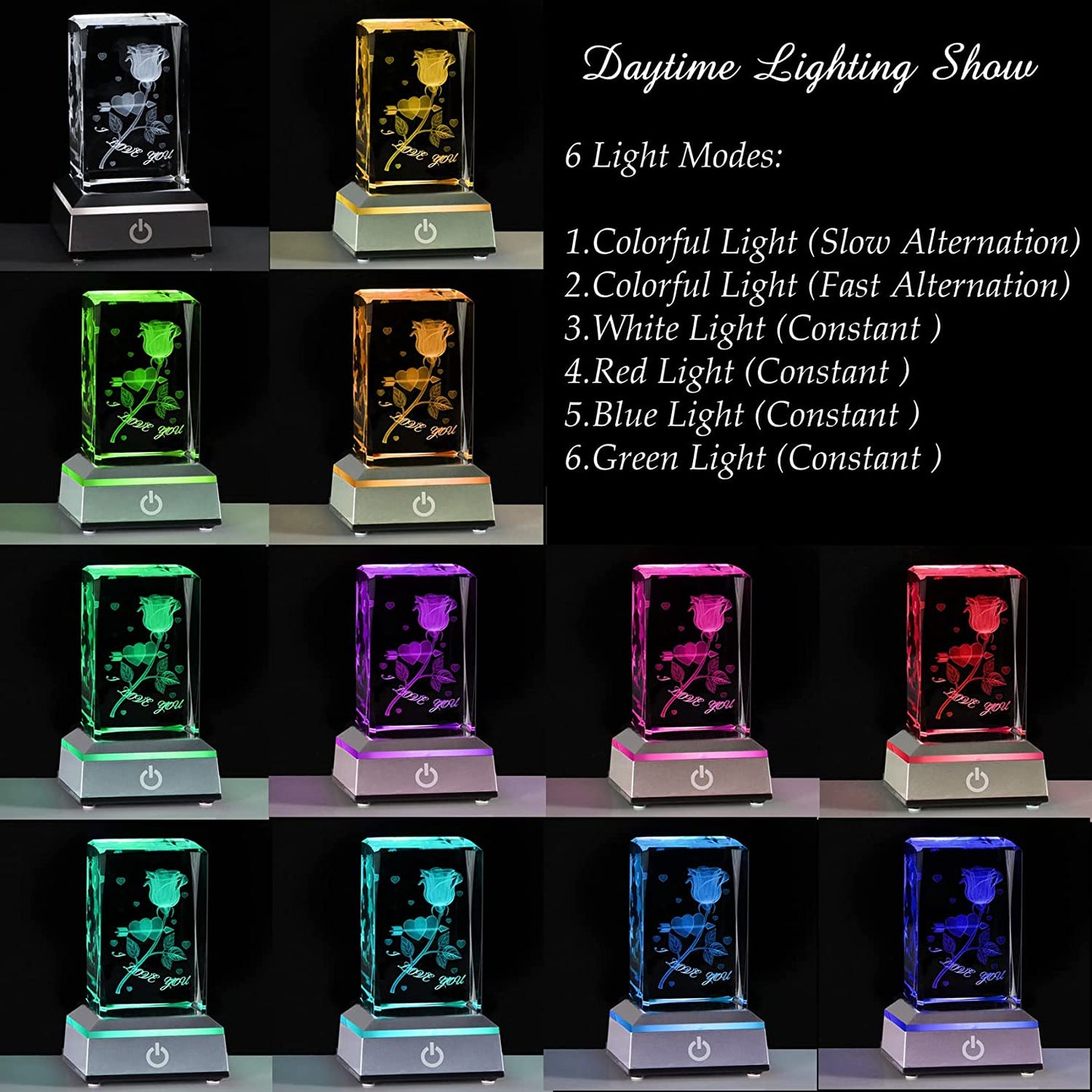 3D Laser Crystal Rose Night Light: Perfect Anniversary, Birthday, Christmas, Valentine's Day, mothers day and much more!