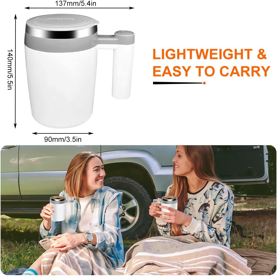 Self-Stirring Coffee Mug: 400ML, Stainless Steel, Rechargeable