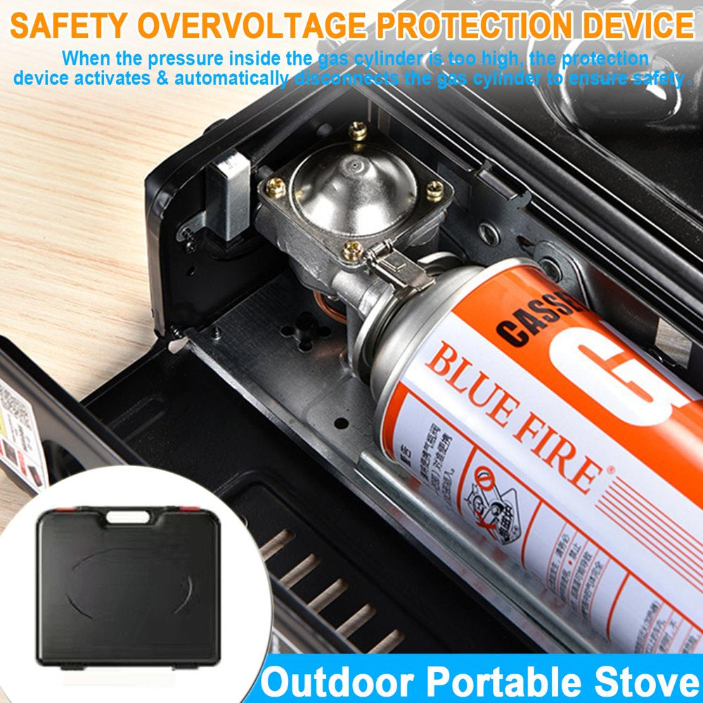 Portable Camping Stove,Dual Fuel Propane & Butane Stove with Wind Baffle,Portable Camping Stove for Outdoor Cooking, with Carrying Case Great for Emergency Preparedness Kit