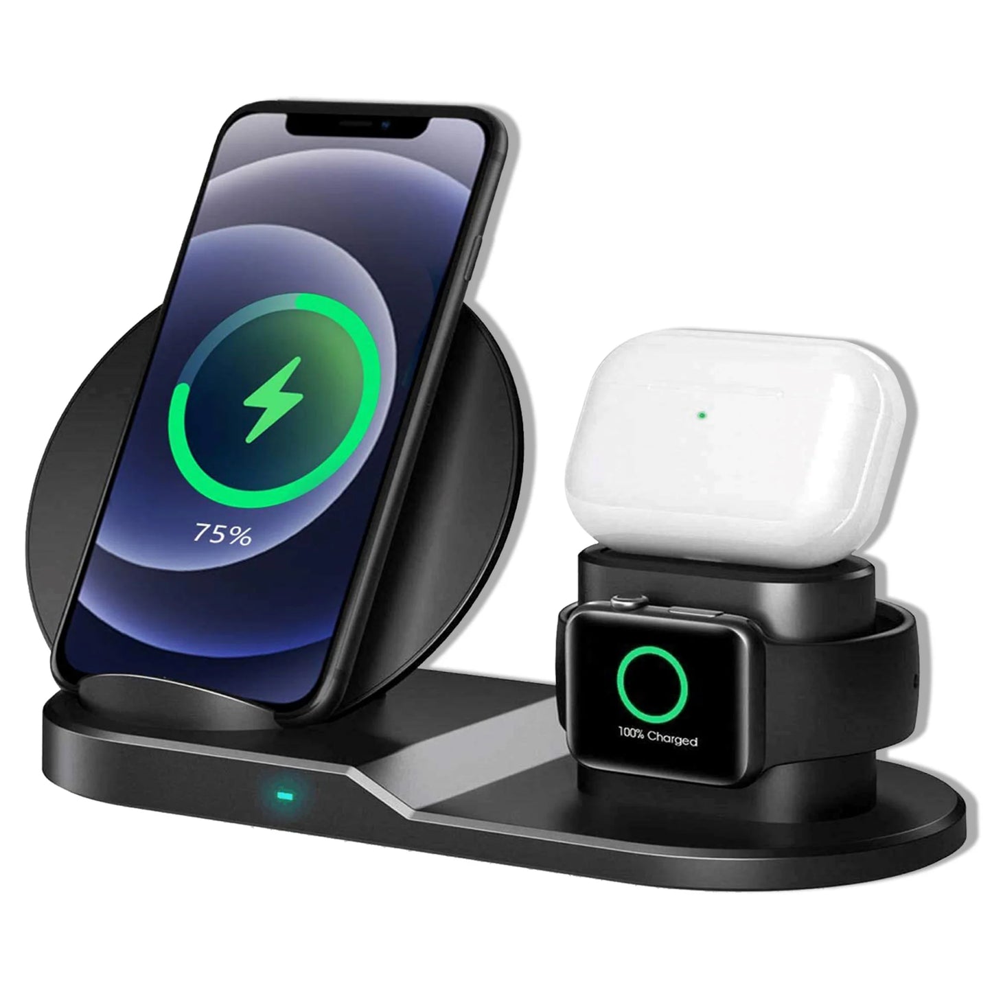 Wireless Charging Hub: 3-in-1 Charger Stand Rapid Dual Coil Charging for IPhone, Samsung, Apple Watch, and AirPod