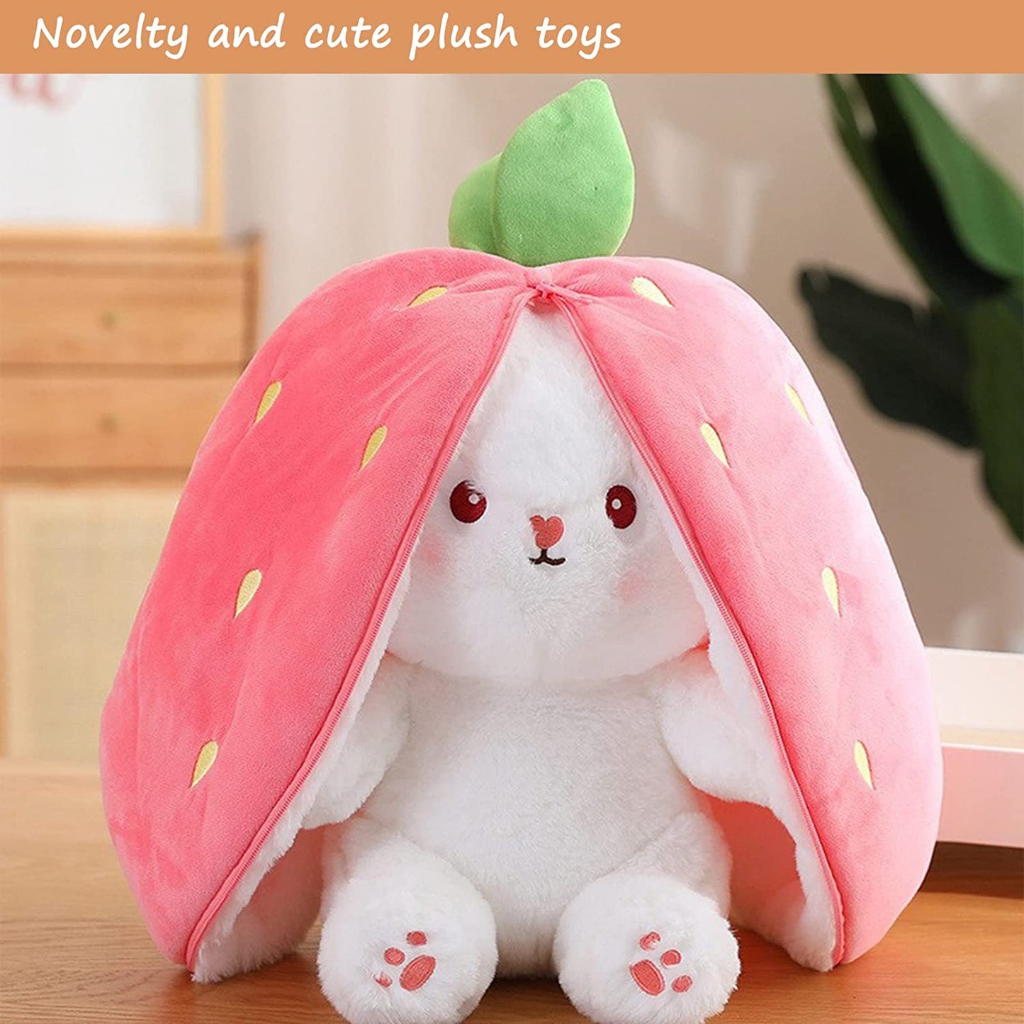 Reversible Carrot Strawberry Bunny Plush: Perfect Birthday Gift for Kids