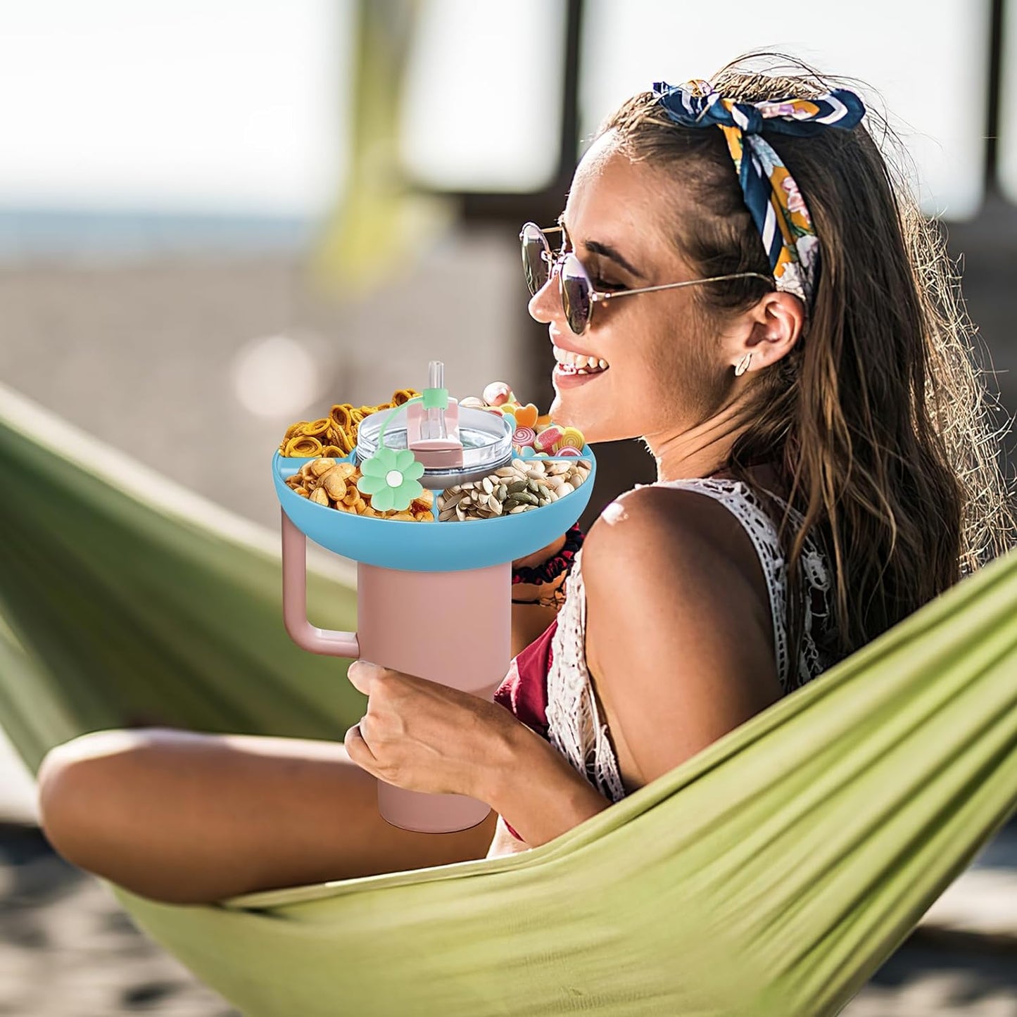 30 Oz Snack Bowl with Handle, Inspired by the Stanley Cup, Reusable Silicone Bowl, Compatible with Stanley Accessories