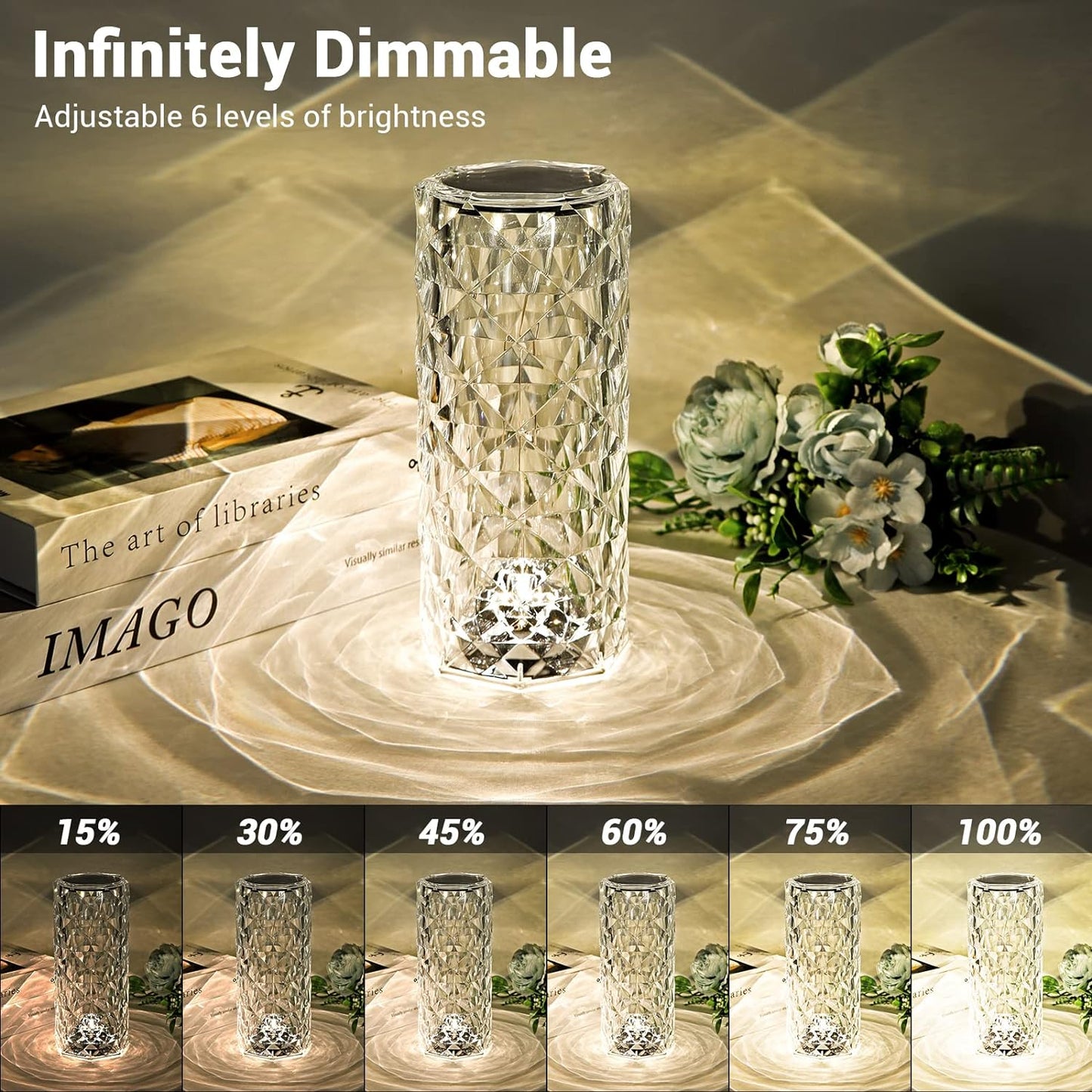 Sparkling Crystal Rose Lamp: Touch Control, 16 Colors, USB & Remote. Perfect Bedroom Ambiance & Gift
