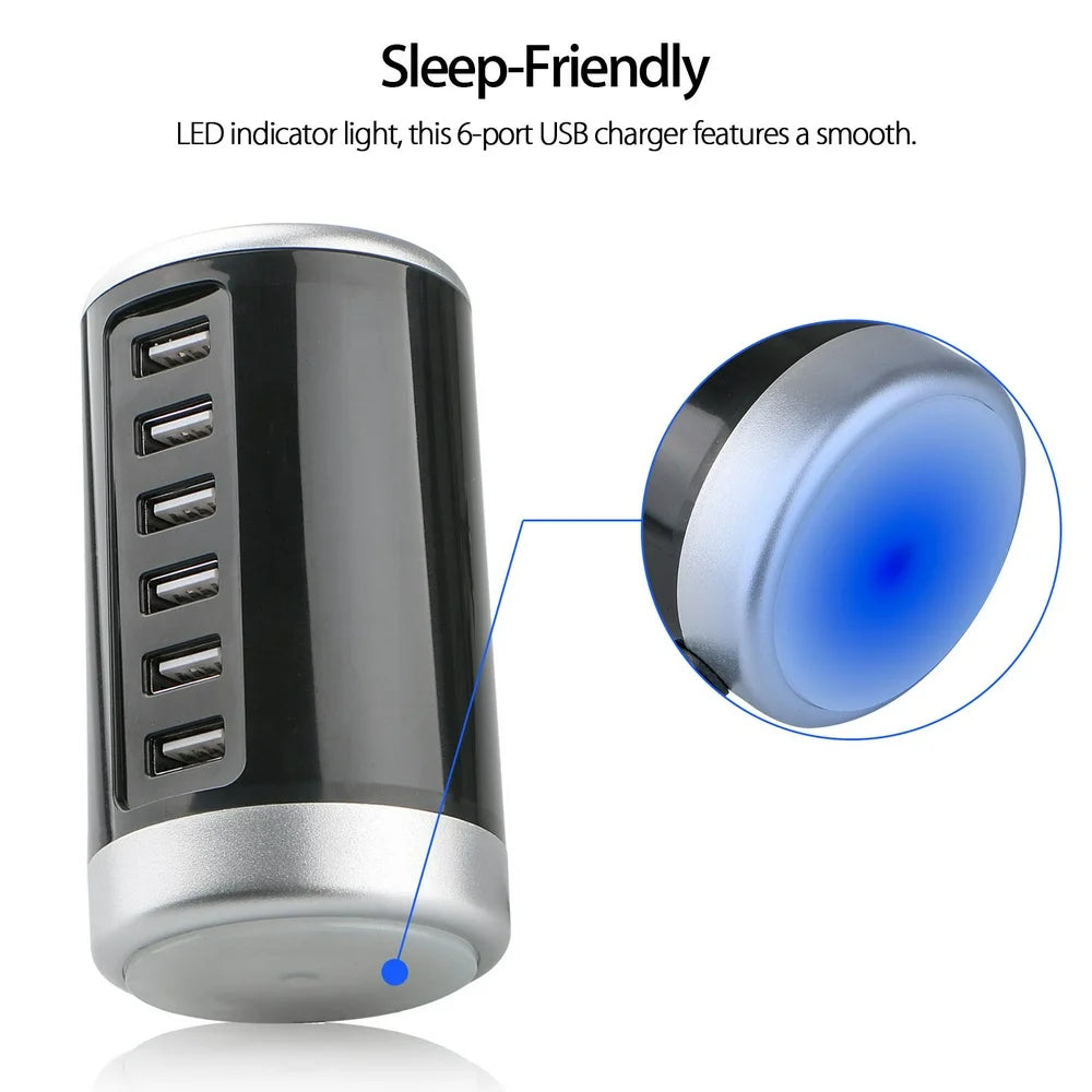 6-Port USB Rapid Charger: Charge Phones, Tablets, iPhones, iPads, Samsung, LG, HTC, Moto, and More!