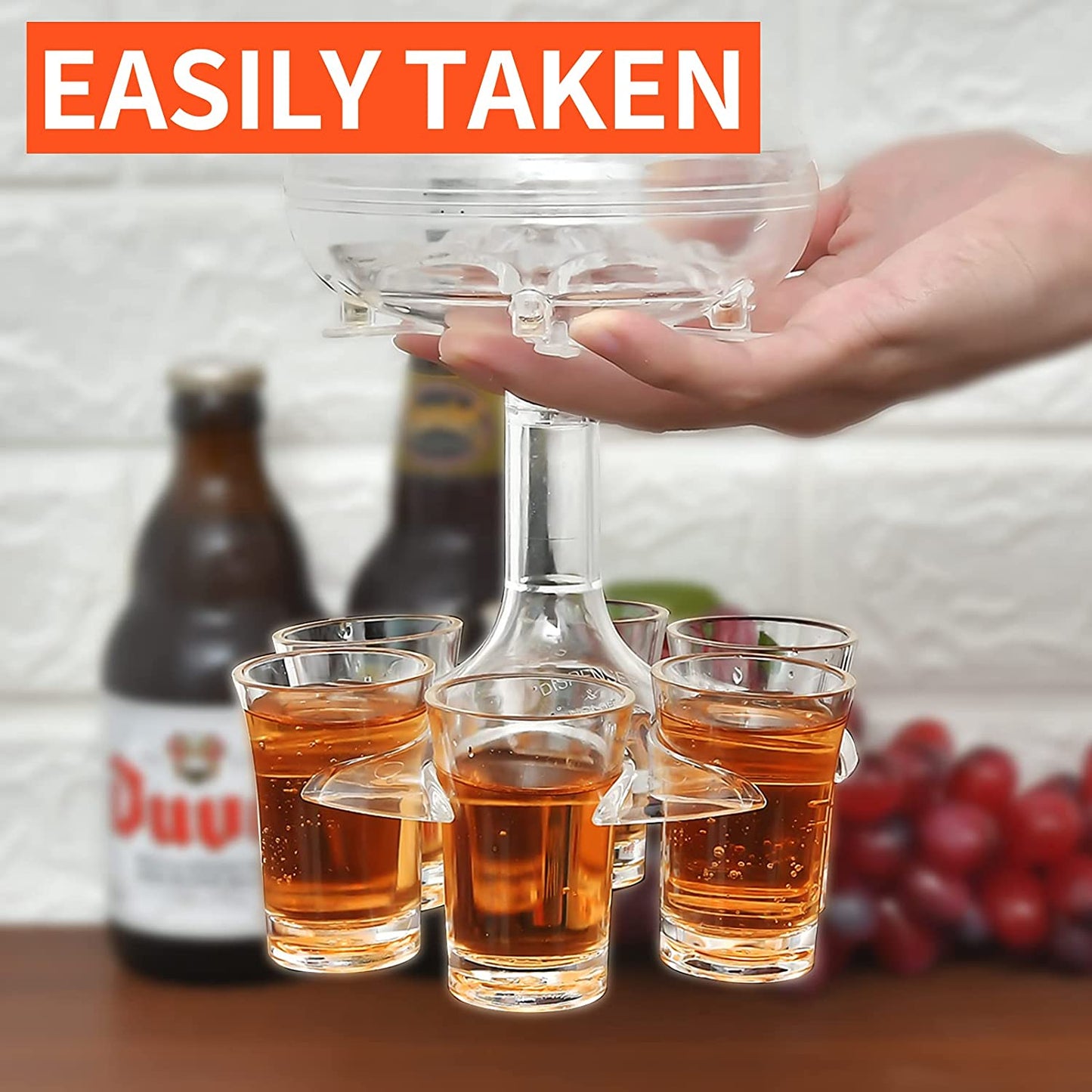 Adjustable Shot Glass Dispenser: Plexiglass, Includes 6 Drinking Glasses