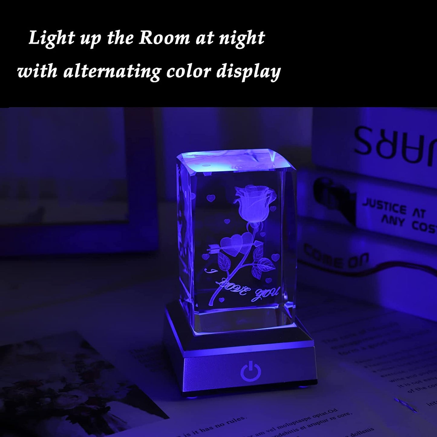 3D Laser Crystal Rose Night Light: Perfect Anniversary, Birthday, Christmas, Valentine's Day, mothers day and much more!
