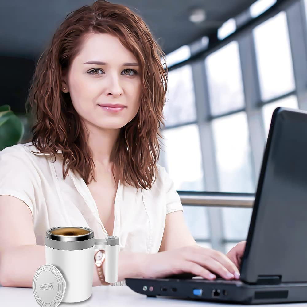 Self-Stirring Coffee Mug: 400ML, Stainless Steel, Rechargeable
