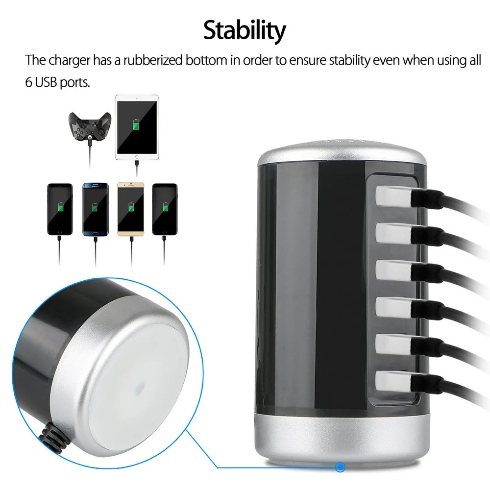 6-Port USB Rapid Charger: Charge Phones, Tablets, iPhones, iPads, Samsung, LG, HTC, Moto, and More!