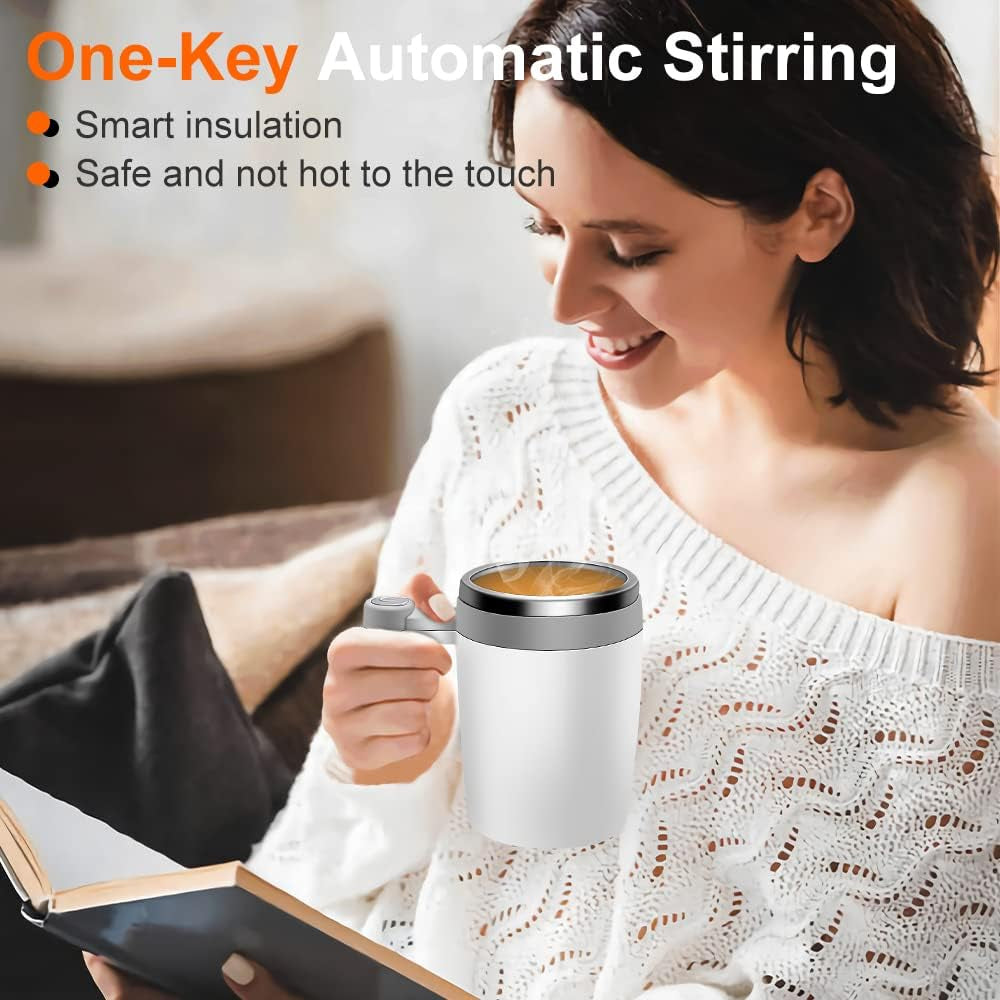 Self-Stirring Coffee Mug: 400ML, Stainless Steel, Rechargeable