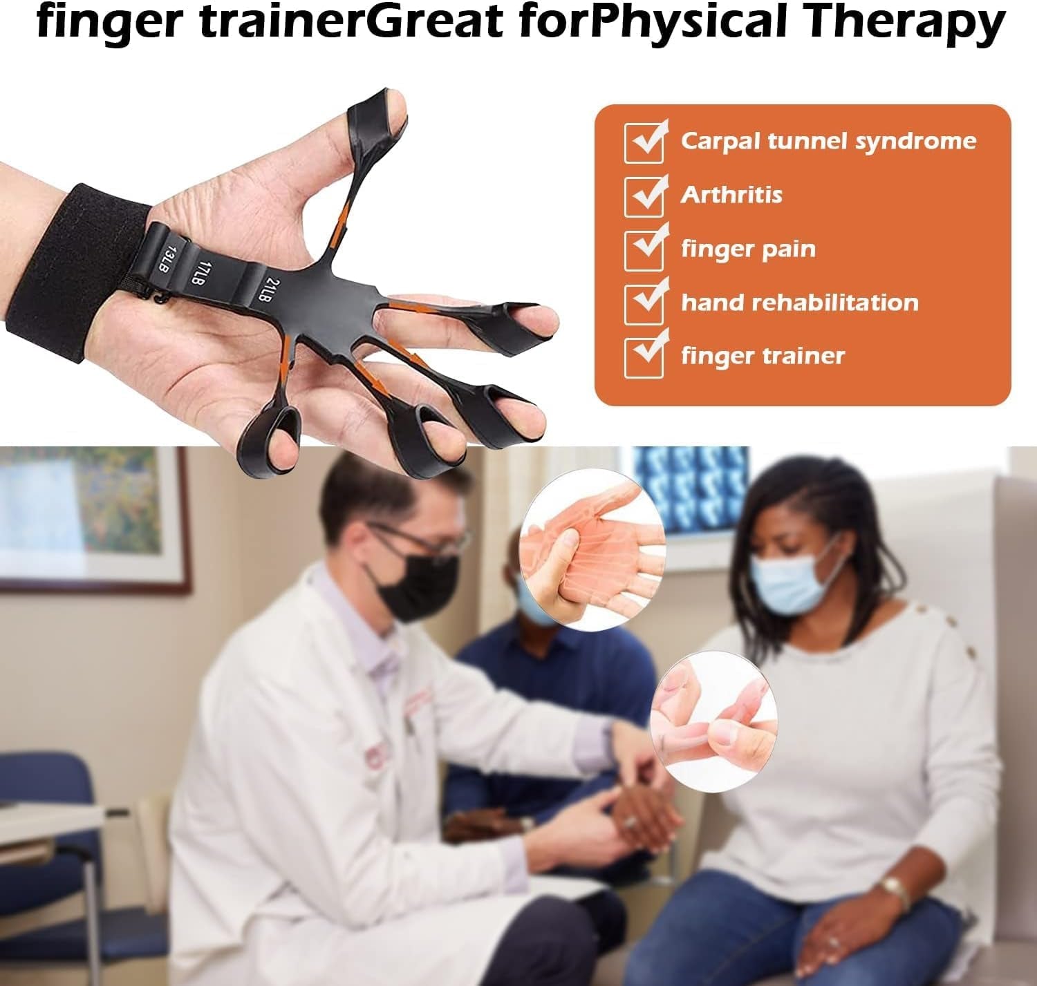 Finger & Hand Grip Strengthener: 6 Levels, Therapy & Pain Relief