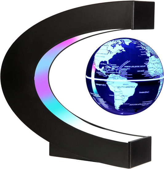 Magnetic Levitation Floating World Map Globe: Multicolor Changing LED Lights, Perfect Gift for Desk Decoration