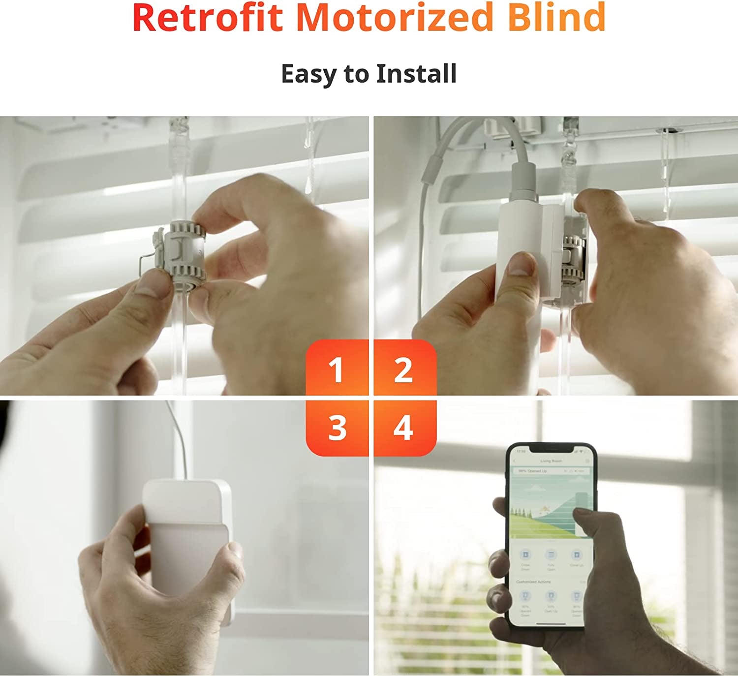 Motorized Smart Blinds: Bluetooth Control, Solar-Powered, Compatible with Alexa & Google Home