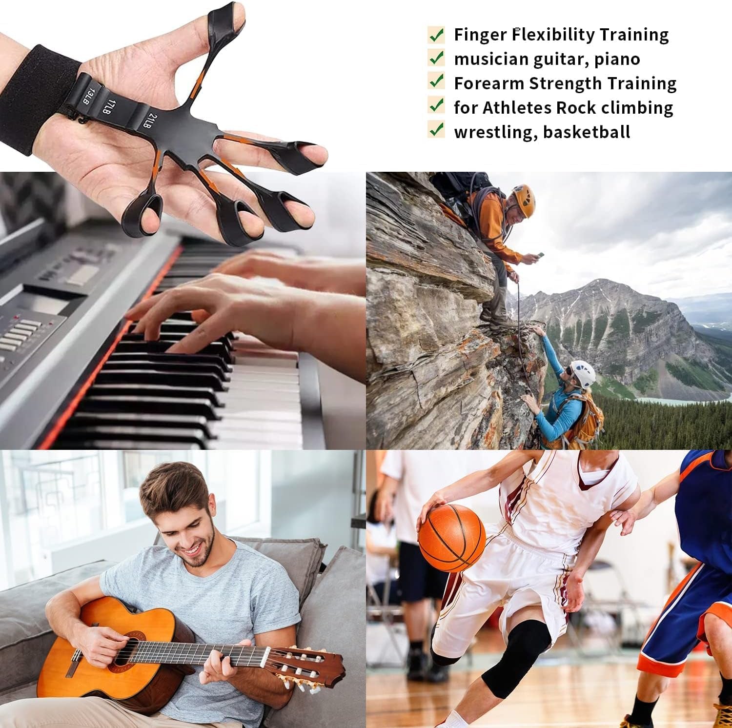 Finger & Hand Grip Strengthener: 6 Levels, Therapy & Pain Relief