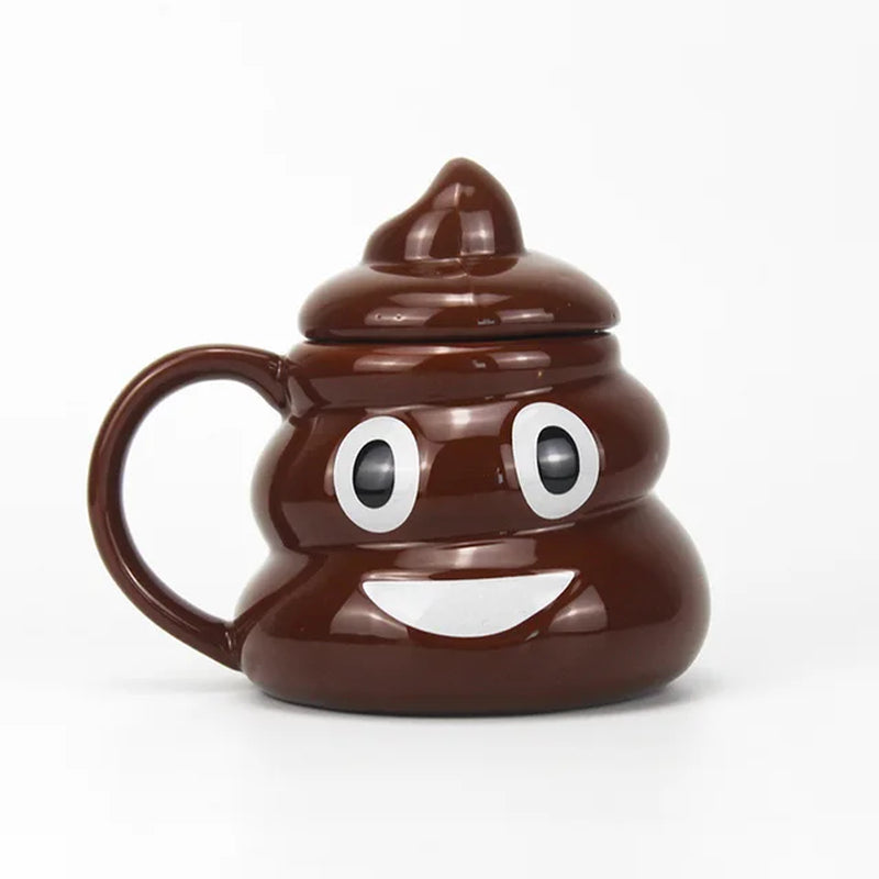 Funny 3D Poop Mug with Lid: Cartoon Coffee Cup, 400ml