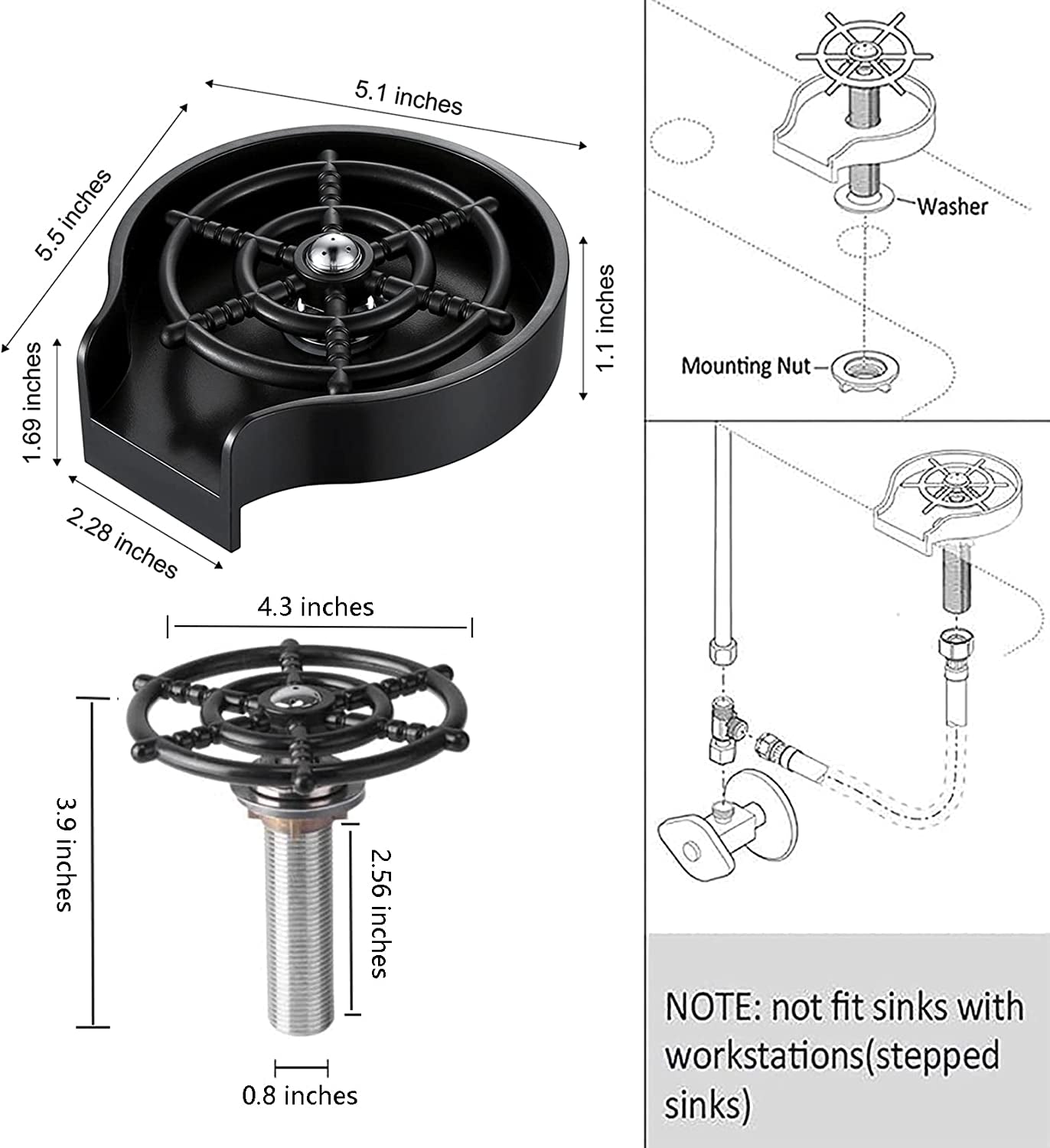 Kitchen Sink Glass Rinser: Quick and Convenient Washer